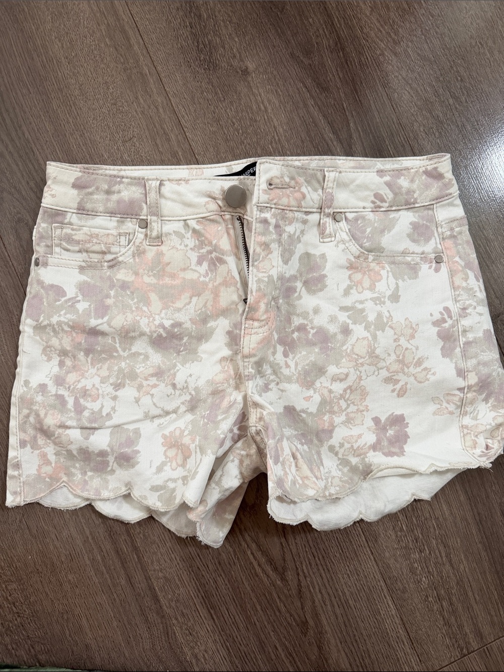 Harper High Waist Floral Pastel Scallop Shorts